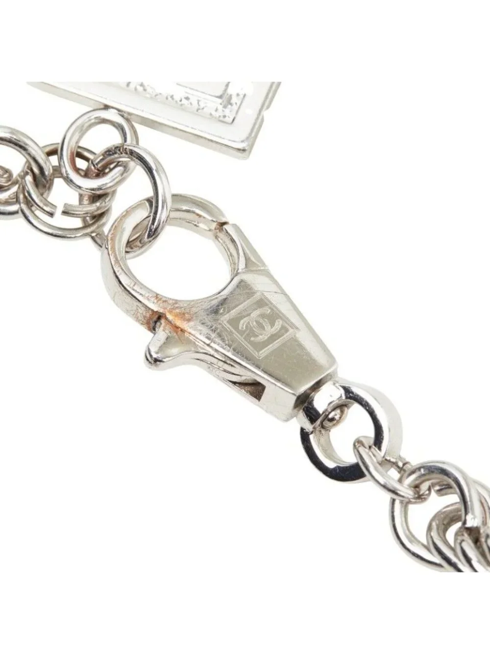 Chanel CC Logo Rogue Chain Necklace Silver Metal